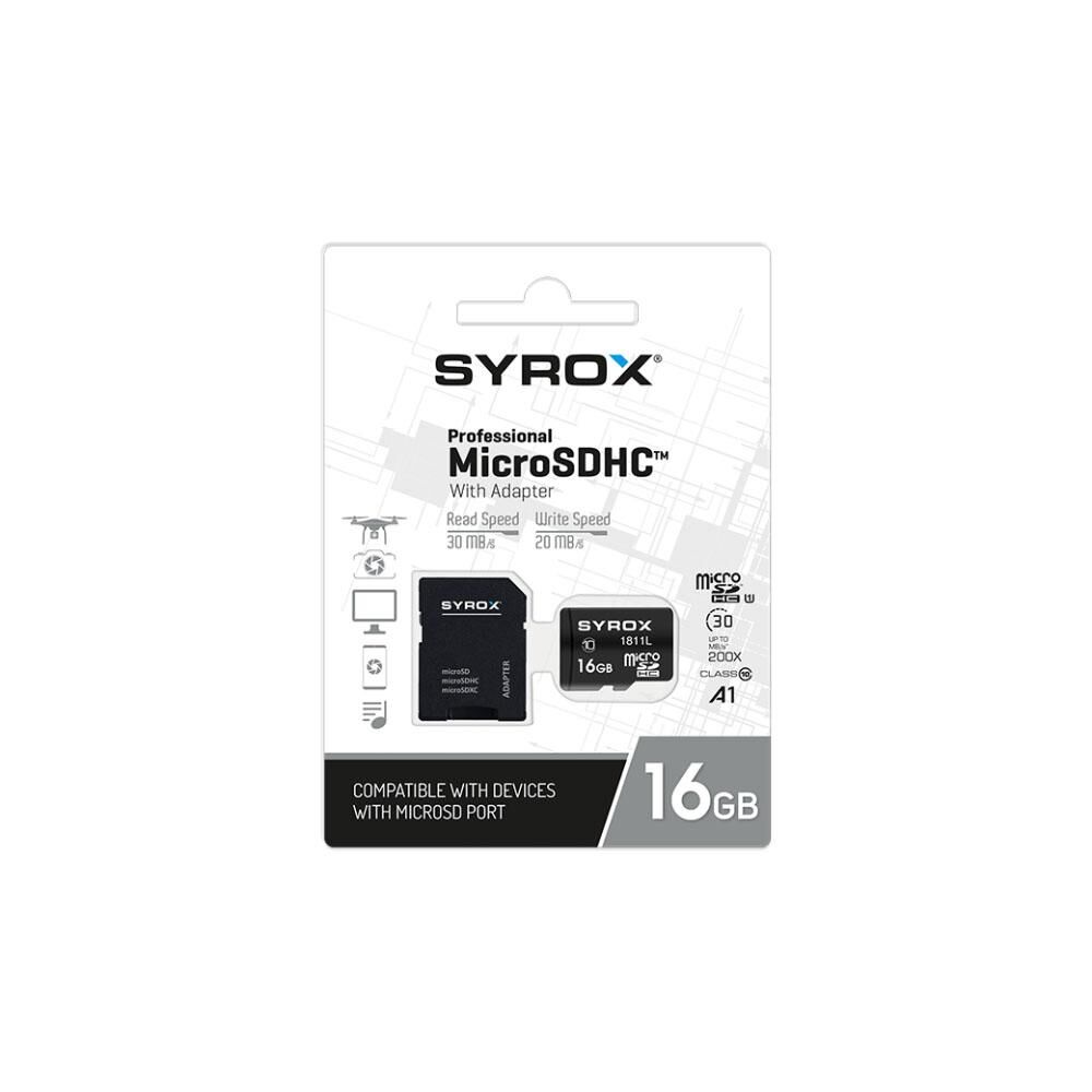 Syrox MC16 Hafıza Kartı 16 GB Micro SDHC + Adaptörlü