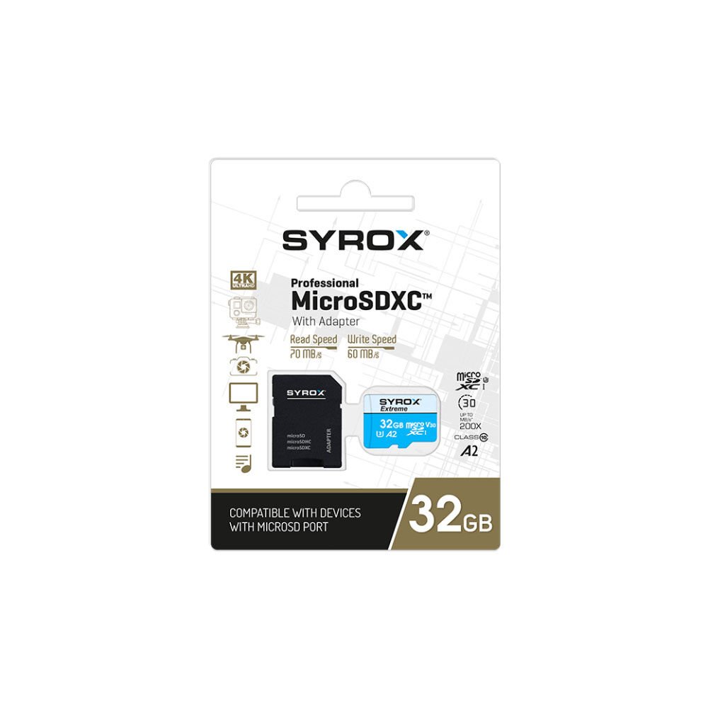 Syrox MC32 32GB Hafıza Kartı Micro SDXC + Adaptörlü